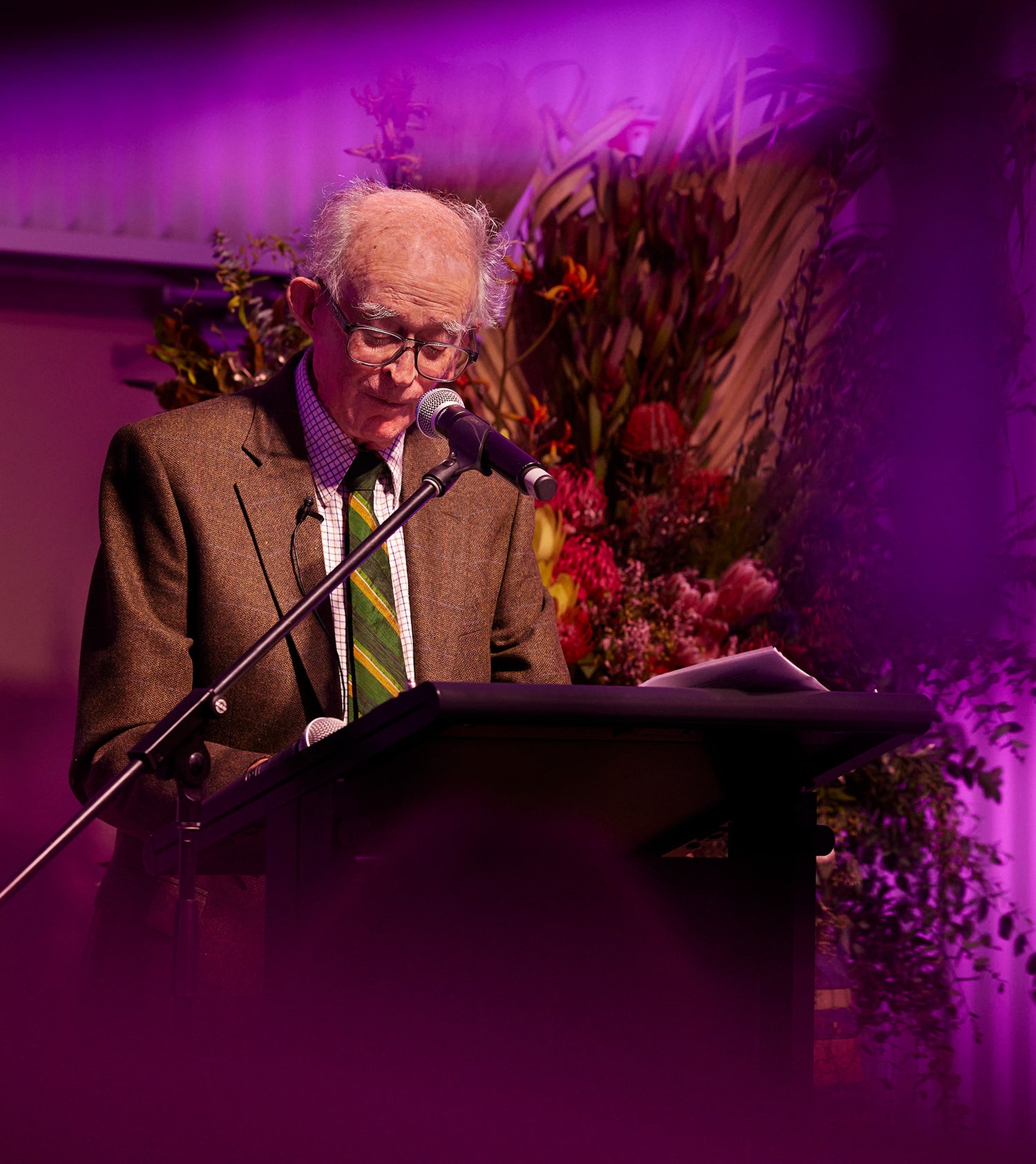 John Kirk giving a speech at the 50th Anniversary Tasting Dinner